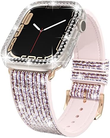 פס סיליקון נצנץ של Beuxece משתנה לסדרת Apple Watch 7 41 ממ 45 ממ | Bling Bling Apple Watch For Iwatch 7+ Diamond